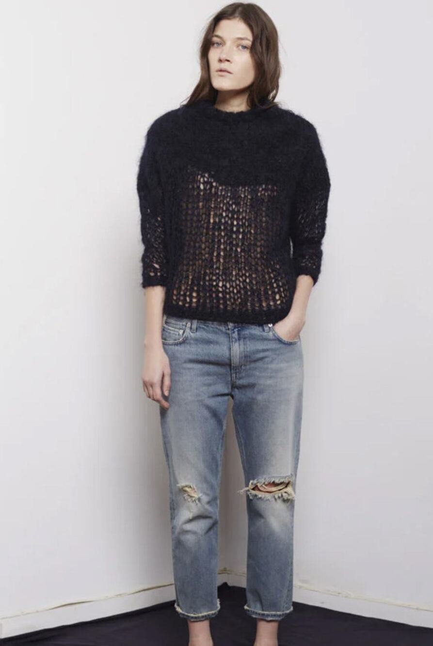 Acne Studios Womens Pop Trash Distressed Straight Leg Jeans Sz 38 US 29/30 Crop